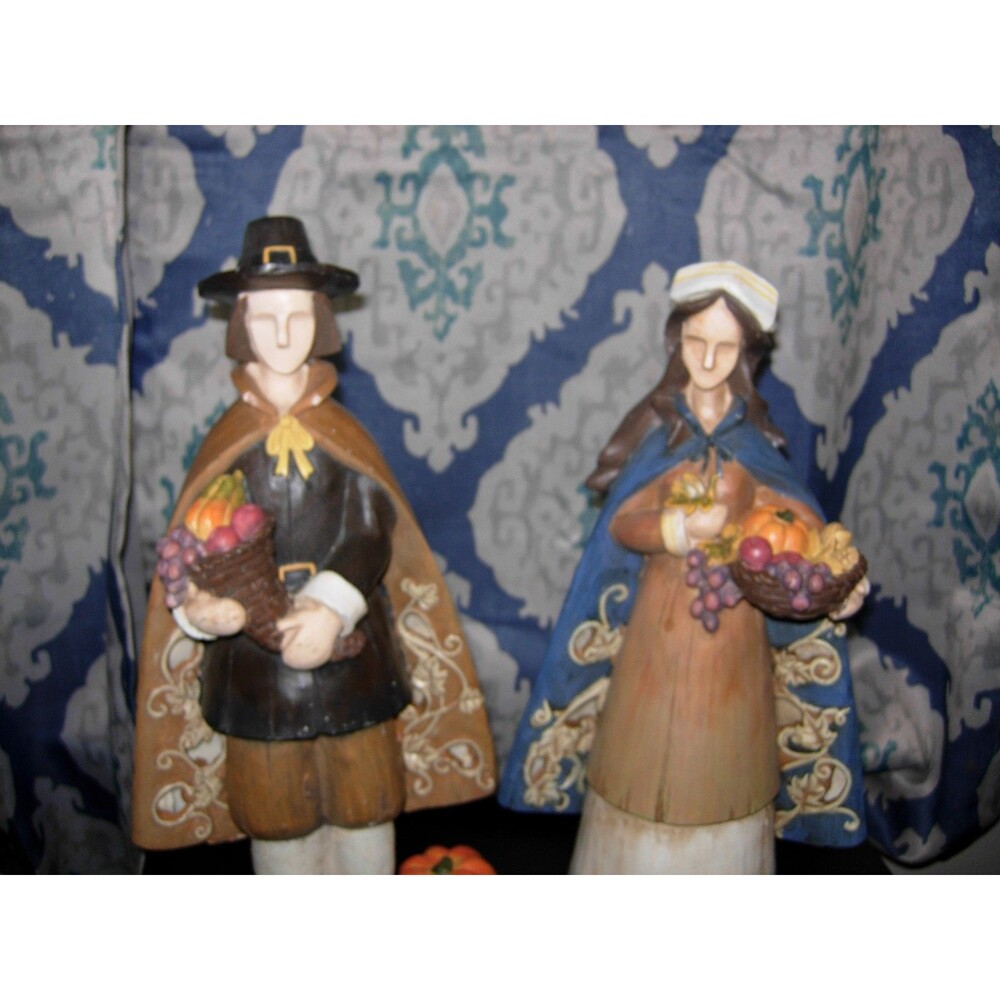 Pilgrim Harvest Thanksgiving Accent Decor Figures Set 16" - Picture 5 of 11